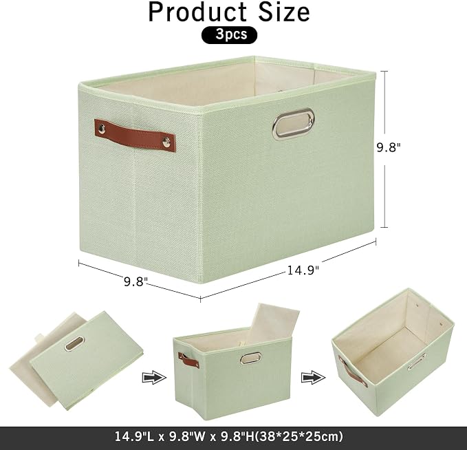 Large 3-Pack Foldable Fabric Storage Bins - Image 2