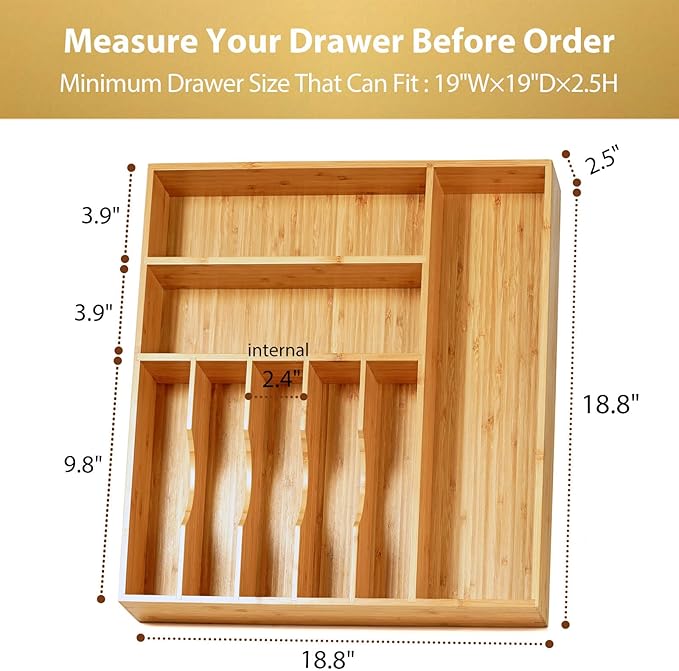 Umilife Large Kitchen Drawer Organizer, 2.5" High - Image 5