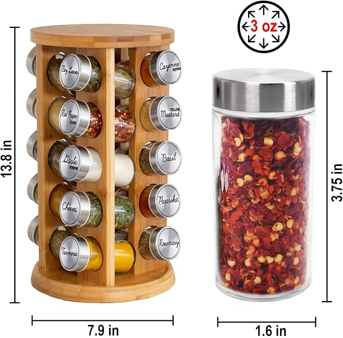 Orii 20 Jar Bamboo Spice Rack - Image 3