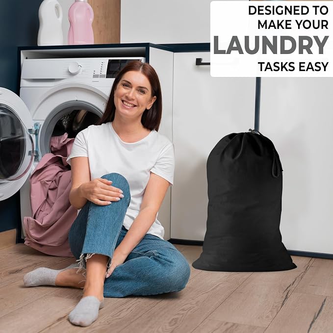 2 Pack - Extra Large Cotton Laundry Bag, Heavy Duty Large Laundry Bags 24 x 36 - Image 4