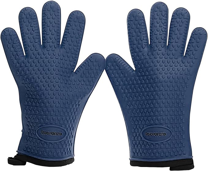 KITCHEN PERFECTION XL Silicone Smoker Oven Gloves-Extreme Heat Resistant BBQ by Kitchenperfection