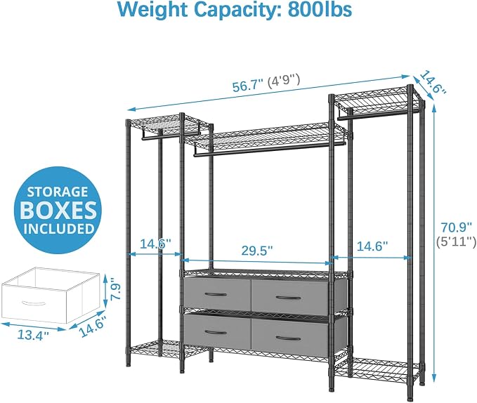 VIPEK V20 Wire Garment Rack Heavy Duty Clothes Rack, Metal Clothing Rack - Image 6