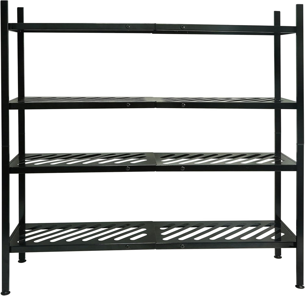 Shoe Rack, 4-Tier FreeStanding Shoe Shelf Stand, Stackable Shoe Storage Organ...