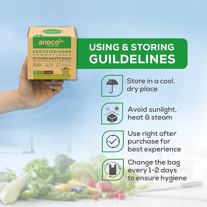 ANECO Compostable Trash Bags 4 Gallon, Extra Strong - Image 4