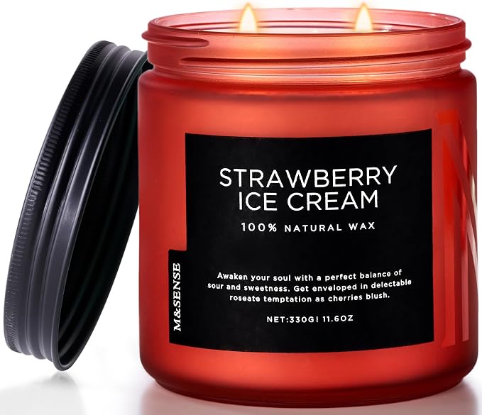 M&SENSE Natural Soy Candles for Home Strawberry Ice Cream Scented, 11.6oz 70 by MSENSE