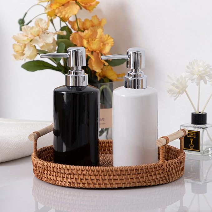 FE Soap Dispenser, 300ml/10oz Ceramic Liquid Soap Pump Dispenser, Refillable - Image 4