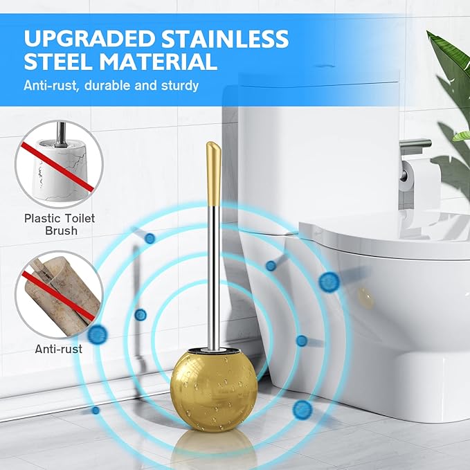 Toilet Brush and Holder 2 Pack, 304 Stainless Steel Toilet Brush - Image 2
