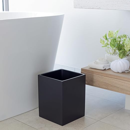 Matte Black Square Small Trash Can, 2 Gallons / 7.5L Garbage Can, Waste Basket - Image 6