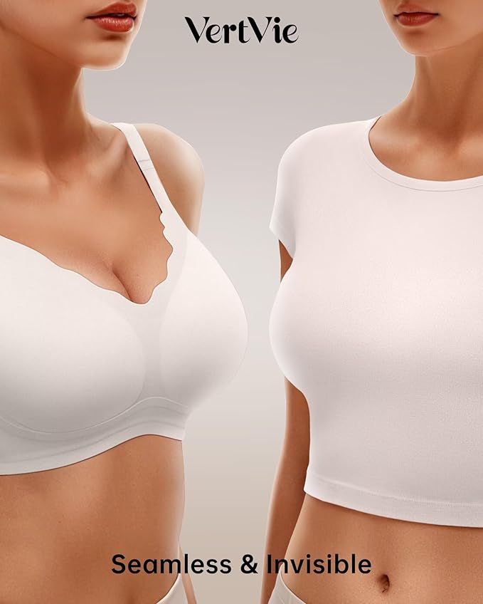 Vertvie Womens Seamless Bras No Underwire Supportive Wireless Push Up Full - Image 4