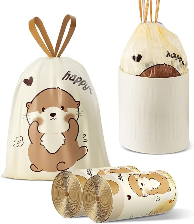 VOK 4 Gallon Trash Bags with Otters Printed, Drawstring Small Garbage Bags by Unknown