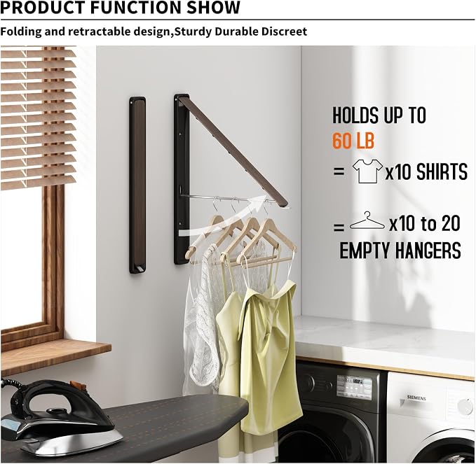 Clothes Drying Rack for Laundry Drying Rack Wall Mounted Clothes Hanger Rack - Image 4