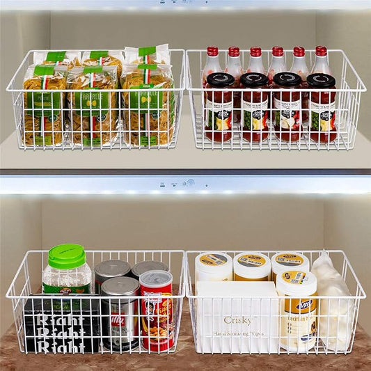 SANNO Freezer Baskets Pantry Storage Bins, Farmhouse Wire Storage Baskets - Image 2