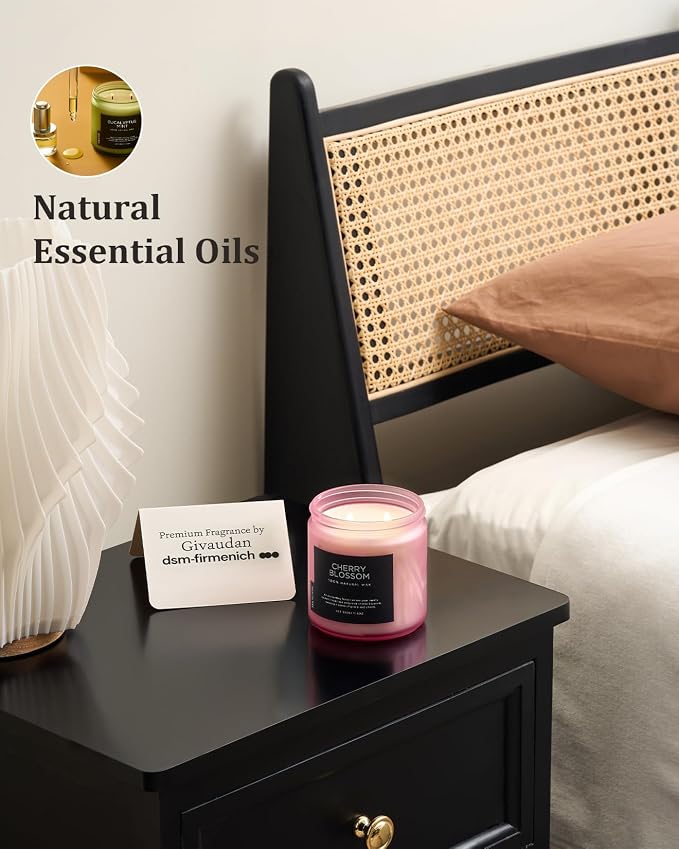 M&SENSE Cherry Blossom Scented Spring Candle, 70 Hours Long Lasting Soy Wax - Image 6