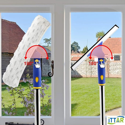 ‌ITTAR Window Squeegee Cleaner Kit, 5Ft Extendable Stainless Steel Pole - Image 2