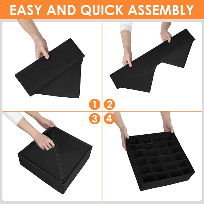6 Pack Sock Underwear Drawer Organizer Dividers, 58 Cell Foldable Fabric - Image 7
