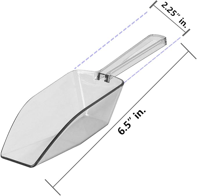 Clear Plastic Acrylic Scoops 12 Pcs | 6.5” Medium Kitchen Scoop | Wedding - Image 2
