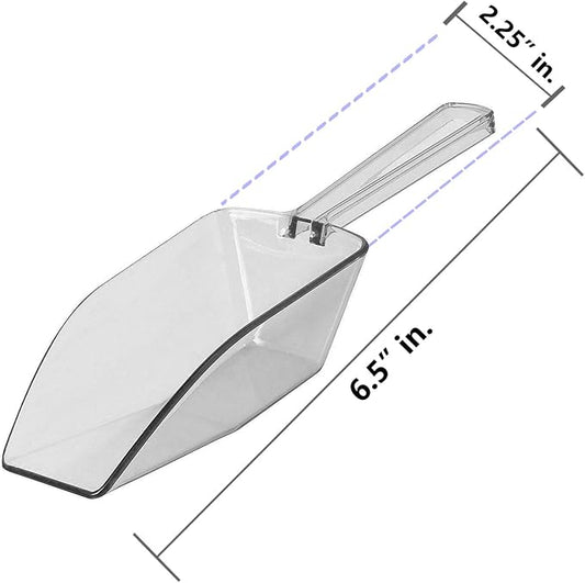 Clear Plastic Acrylic Scoops 12 Pcs | 6.5” Medium Kitchen Scoop | Wedding - Image 2