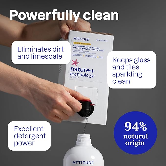 ATTITUDE Shower & Tile Cleaner, EWG Verified, Plant-Based & Vegan Bathroom Spray - Image 3