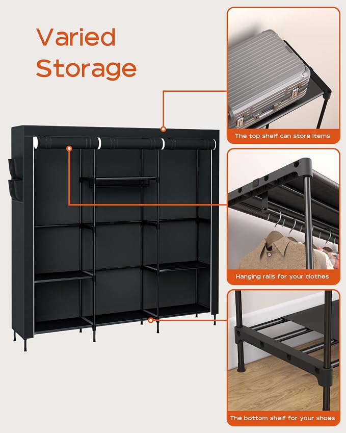 Portable Closet, 81.1 Inch Extra Large Capacity Wardrobe Closet