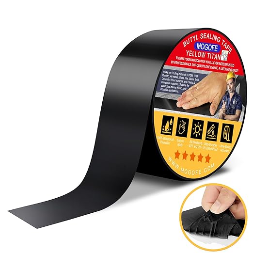 RV Roof Sealant Tape Black, 1.5 Inch x 50 Feet RV Repair Roof Sealer Seal Tape by MOGOFE
