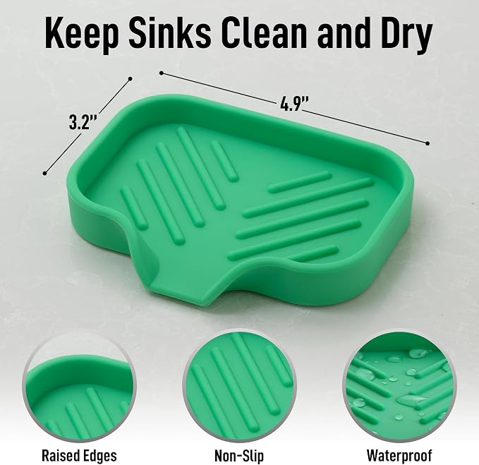Zulay Kitchen Small Silicone Sponge Holder – Space-Saving Sink Organizer Tray - Image 4