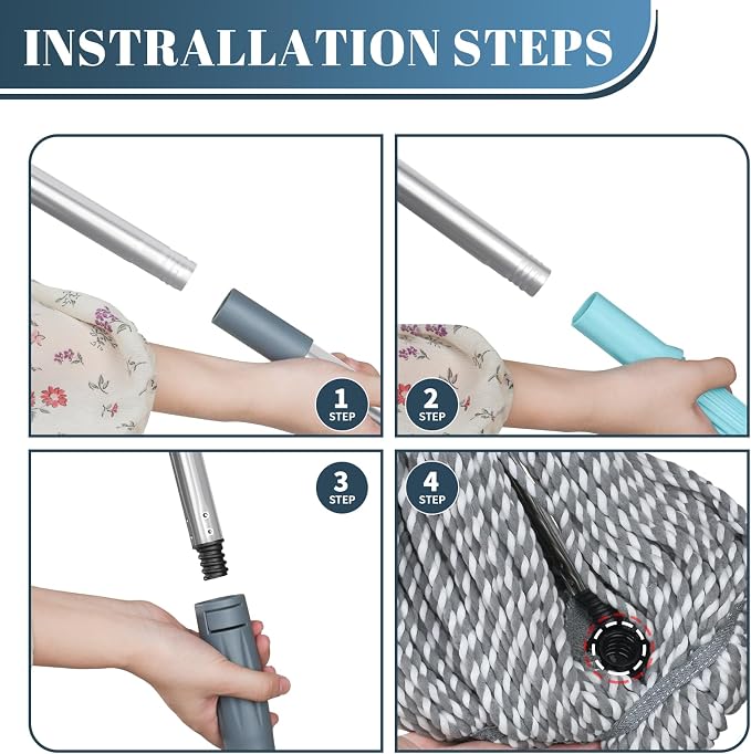 Self-Wringing Twist Mop for Floor Cleaning, Long Handled Microfiber Floor Mop - Image 5