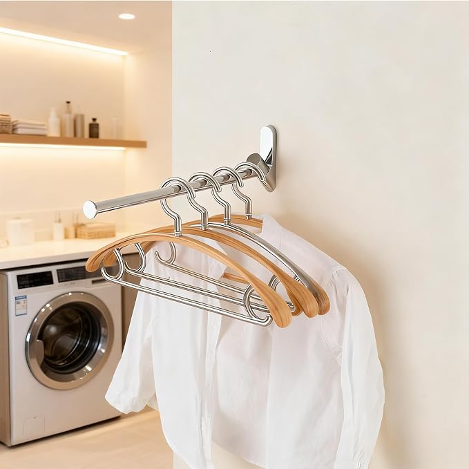 Wall Mounted Drying Rack, NEWRAIN Stainless Steel Folding Laundry Hanging Rack - Image 2