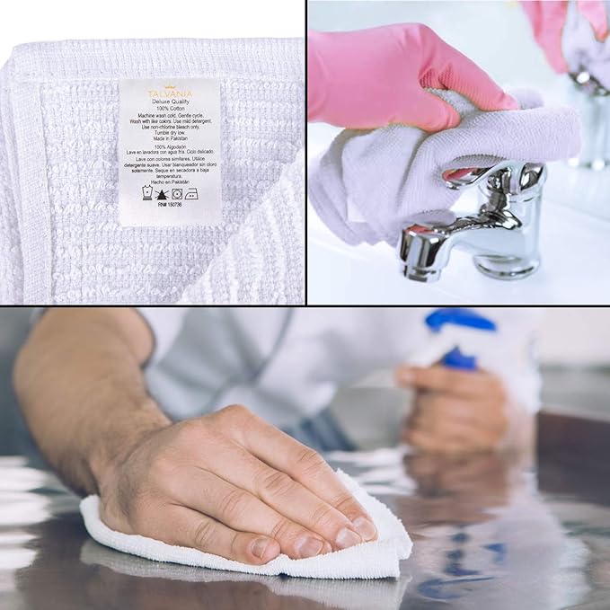 Bar Mop Towels 16”x19”, 100% Cotton Ribbed Cleaning Cloths Rags, Super - Image 4