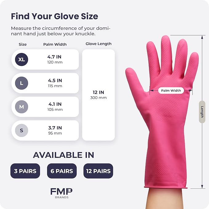 FMP Brands 3/6/12/60 Pairs Cleaning Gloves, Waterproof Rubber Gloves - Image 7