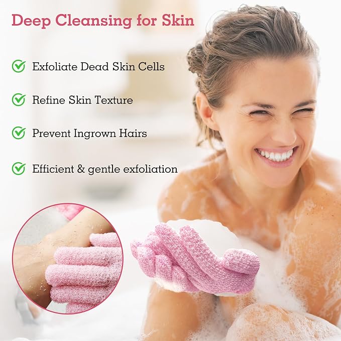 Evridwear Exfoliating Gloves for Shower, 100% Nylon Thick Soft Medium Heavy - Image 3