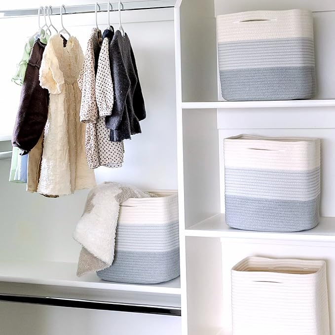 NaturalCozy Storage Cubes 11 Inch Cotton Rope Woven Baskets - Image 7