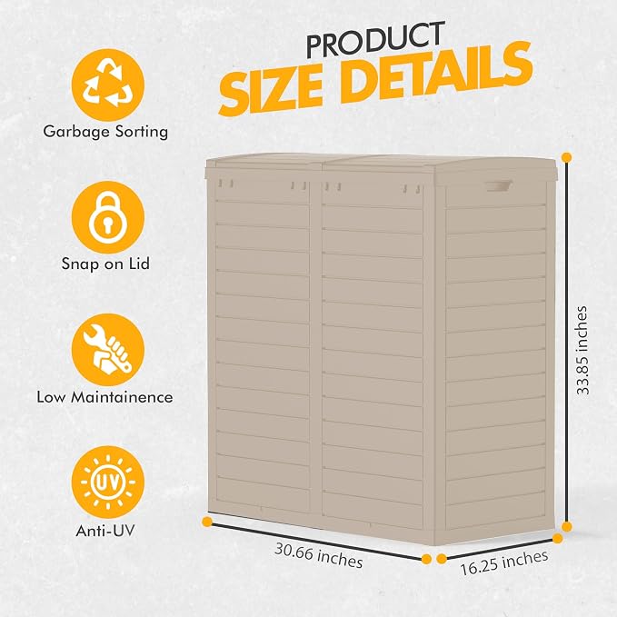 62 Gallon Outdoor Trash Can, Waterproof Resin Trash Can - Image 5