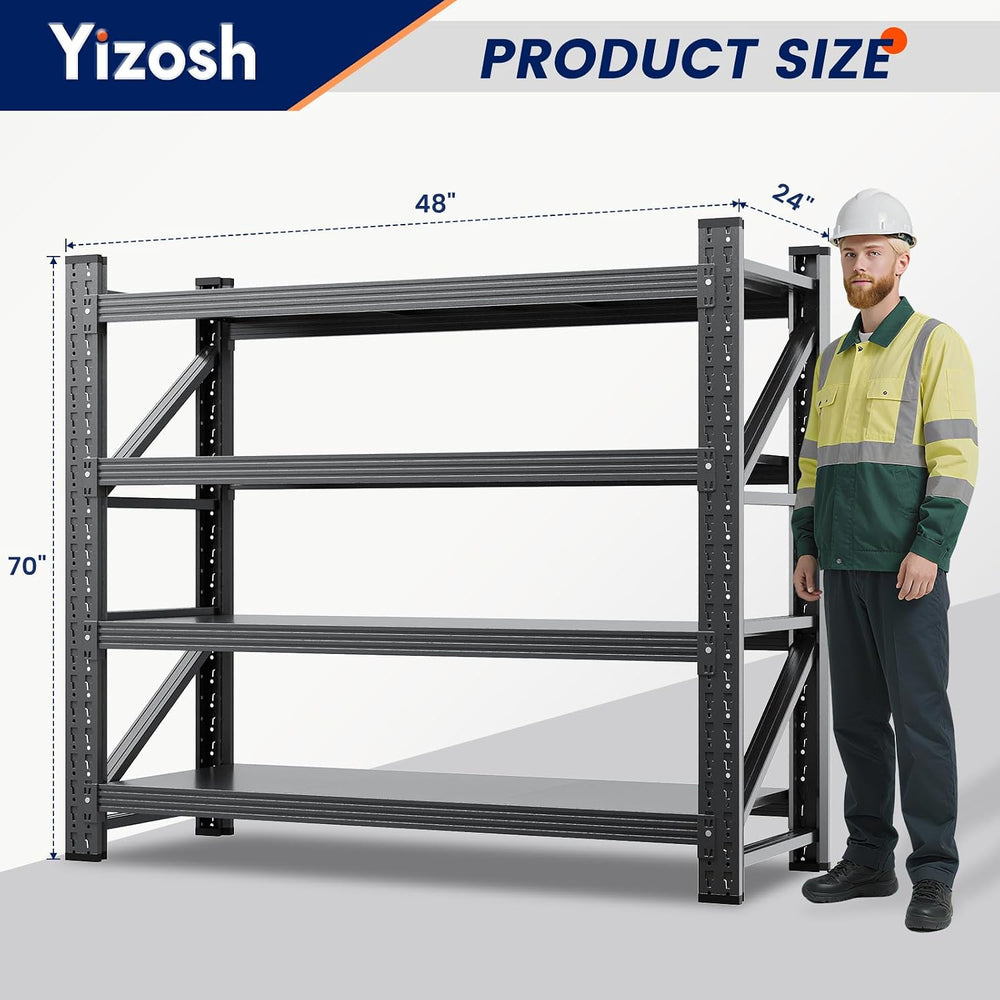 Yizosh 48" W Metal Garage Storage Shelves,Heavy Duty Adjustable Steel Or...