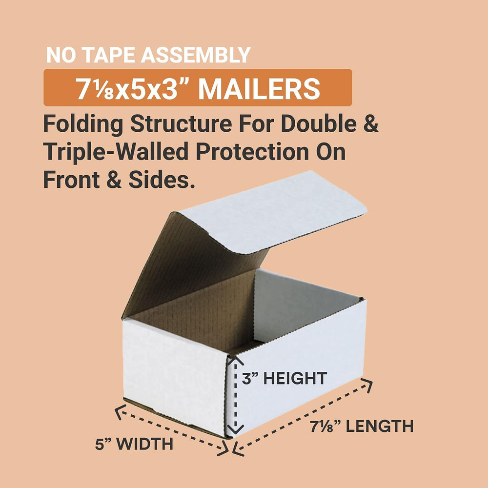 Box USA Shipping Boxes Small 7.125"L x 5"W x 3"H 50-Pack - Cor...