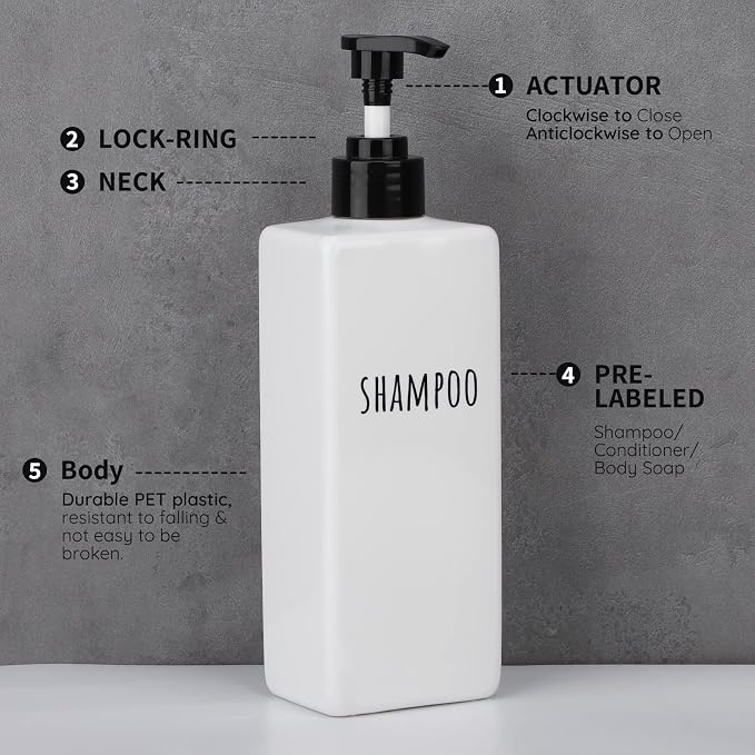 Segbeauty Plastic Soap Dispenser, 500ml Empty Square Pump Press Bottle Shower - Image 3