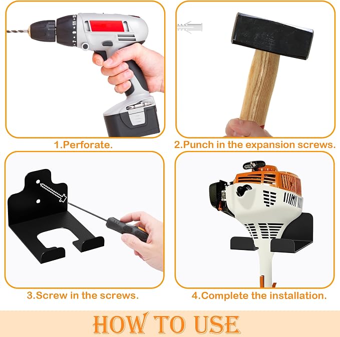 Garage Organizer Trimmer Rack, Wall Mounted Tool Hanger - Image 2