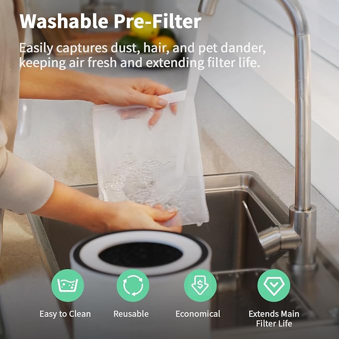 Afloia Air Purifier for Home, 4-in-1 Washable Filter for Allergies, Covers Up - Image 4
