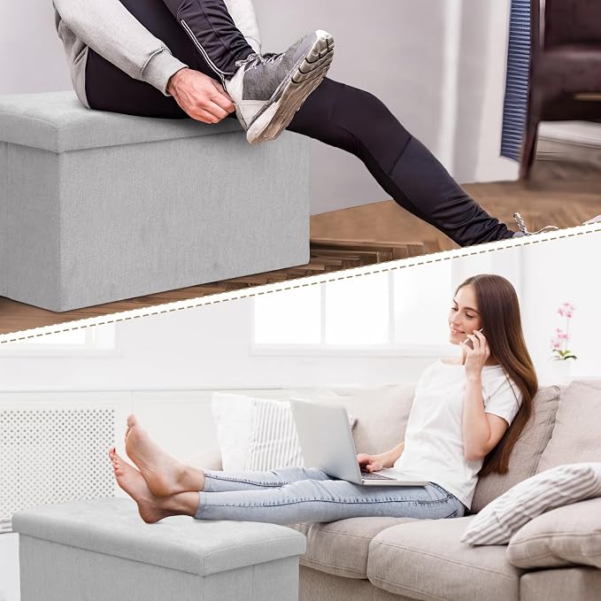 Athena Collection 30" Storage Ottoman Bench Folding Bench - Image 7