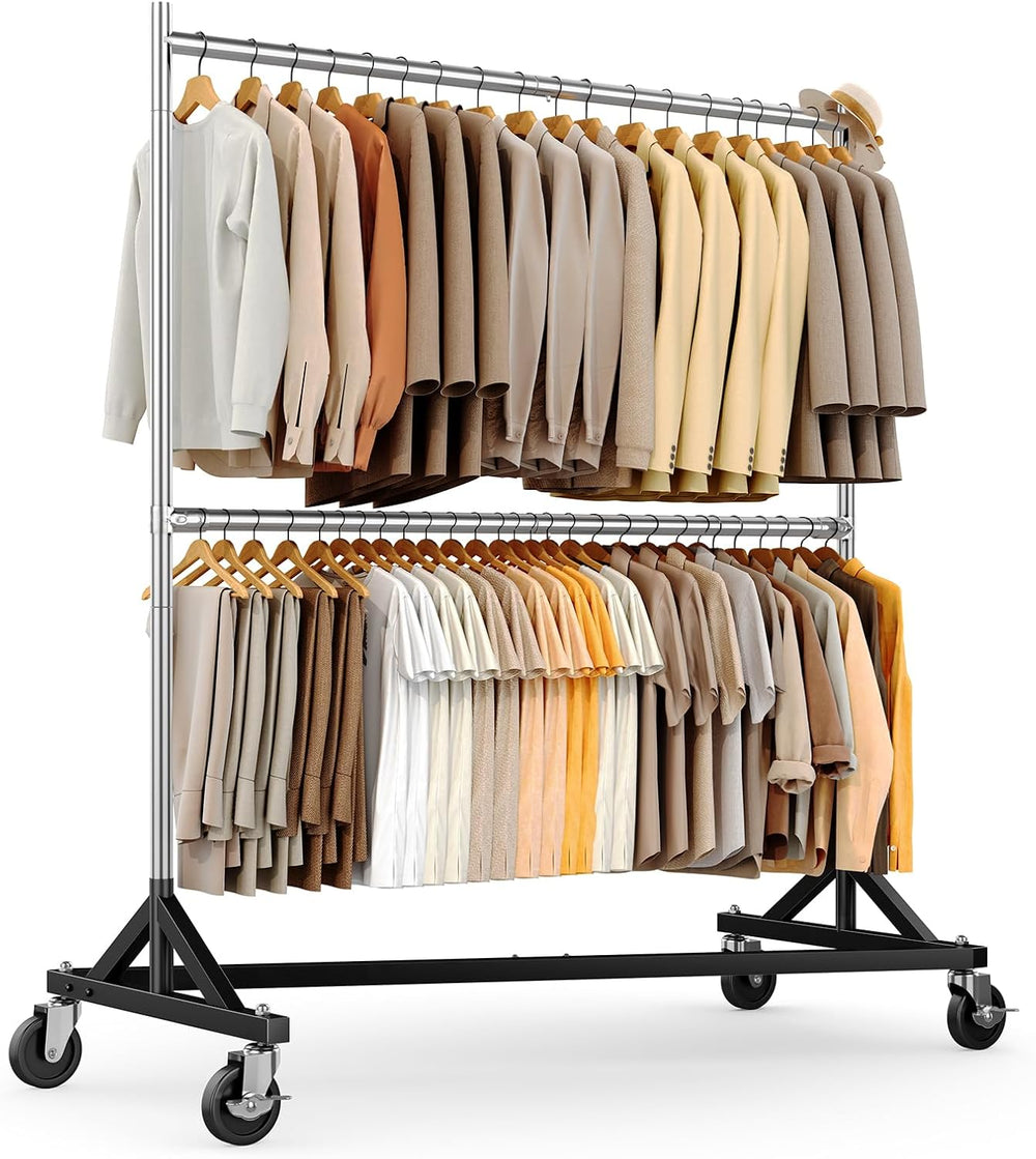 HOKEEPER Z Rack, Clothes Rack Hold 550LB 86" H Adjustable Height Double Rod