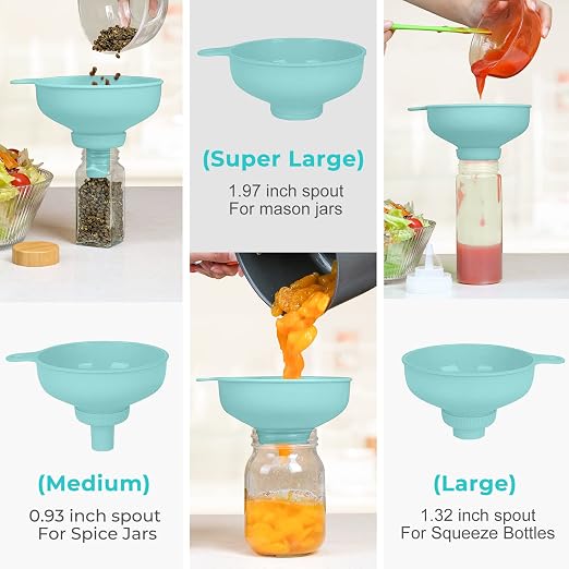 Wide Mouth Kitchen Funnel, Food Grade Plastic Cooking Canning Funnel - Image 2