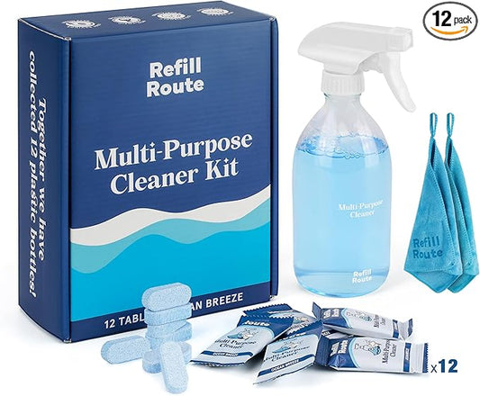 Multi-surface Cleaner Kit, Bathroom Cleaner Spray Tablets & Spray Bottle All by RefillRoute