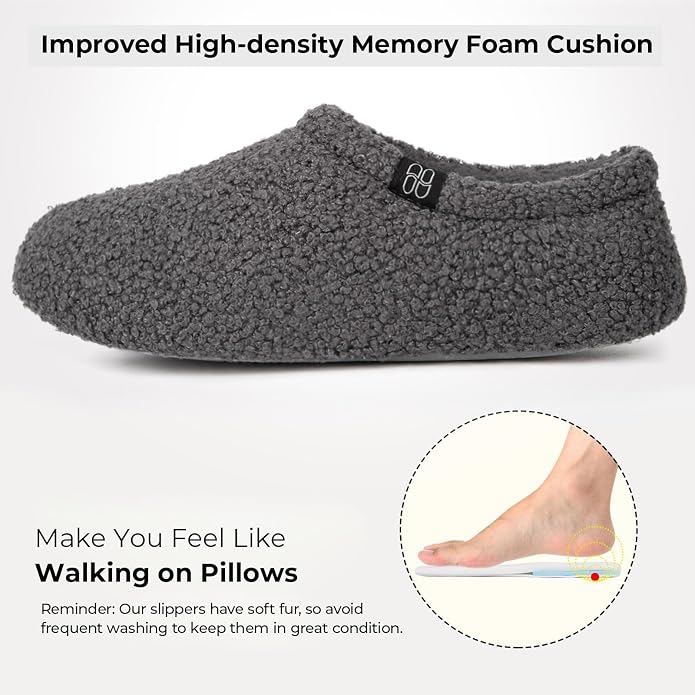 HomeTop Women's Fuzzy Curly Fur Memory Foam Loafer Slippers - Image 4