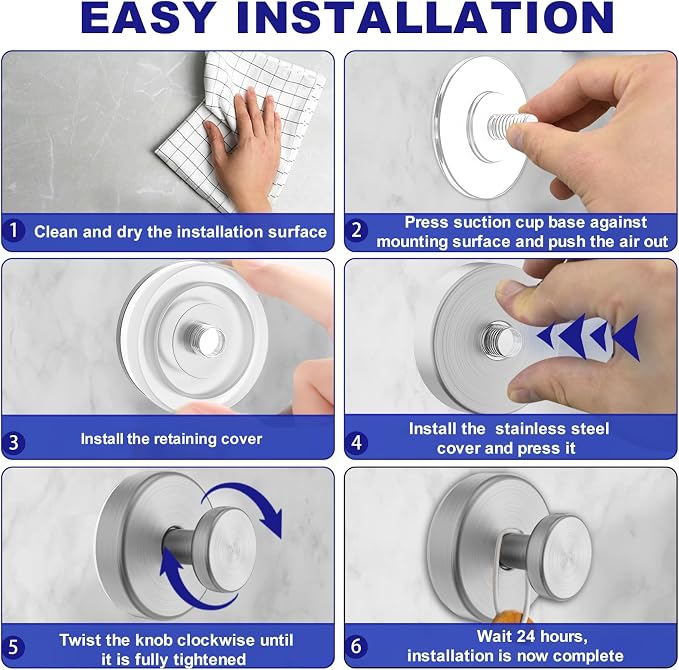 Suction Cup Hooks for Shower, Removable Towel Hooks for Bathroom Window Glass - Image 4