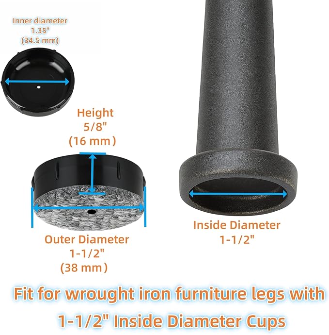 Wrought Iron Patio Furniture Feet Caps - Image 2