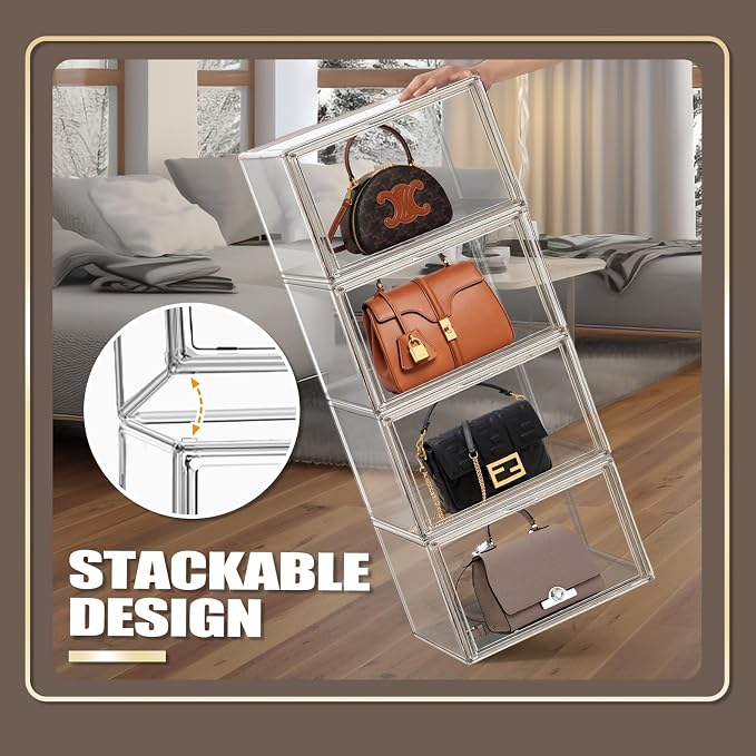 4Pack Clear Shoe Box Organizer, Acrylic Display Cases - Image 5