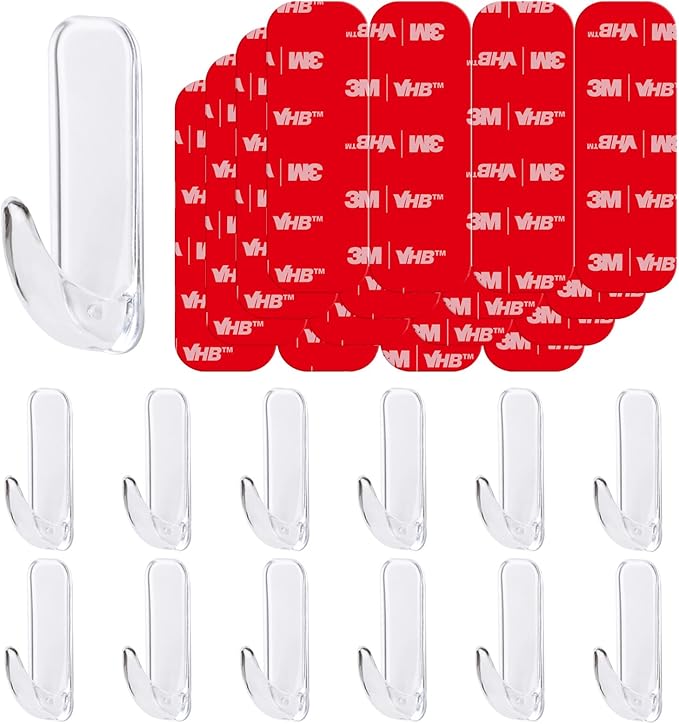 Wall Hooks for Hanging Heavy Duty, Large 12 Self Adhesive Wall by Julywind