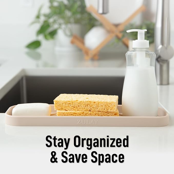 Zulay Kitchen Large Silicone Sponge Holder – Flexible Sink Organizer Tray - Image 6