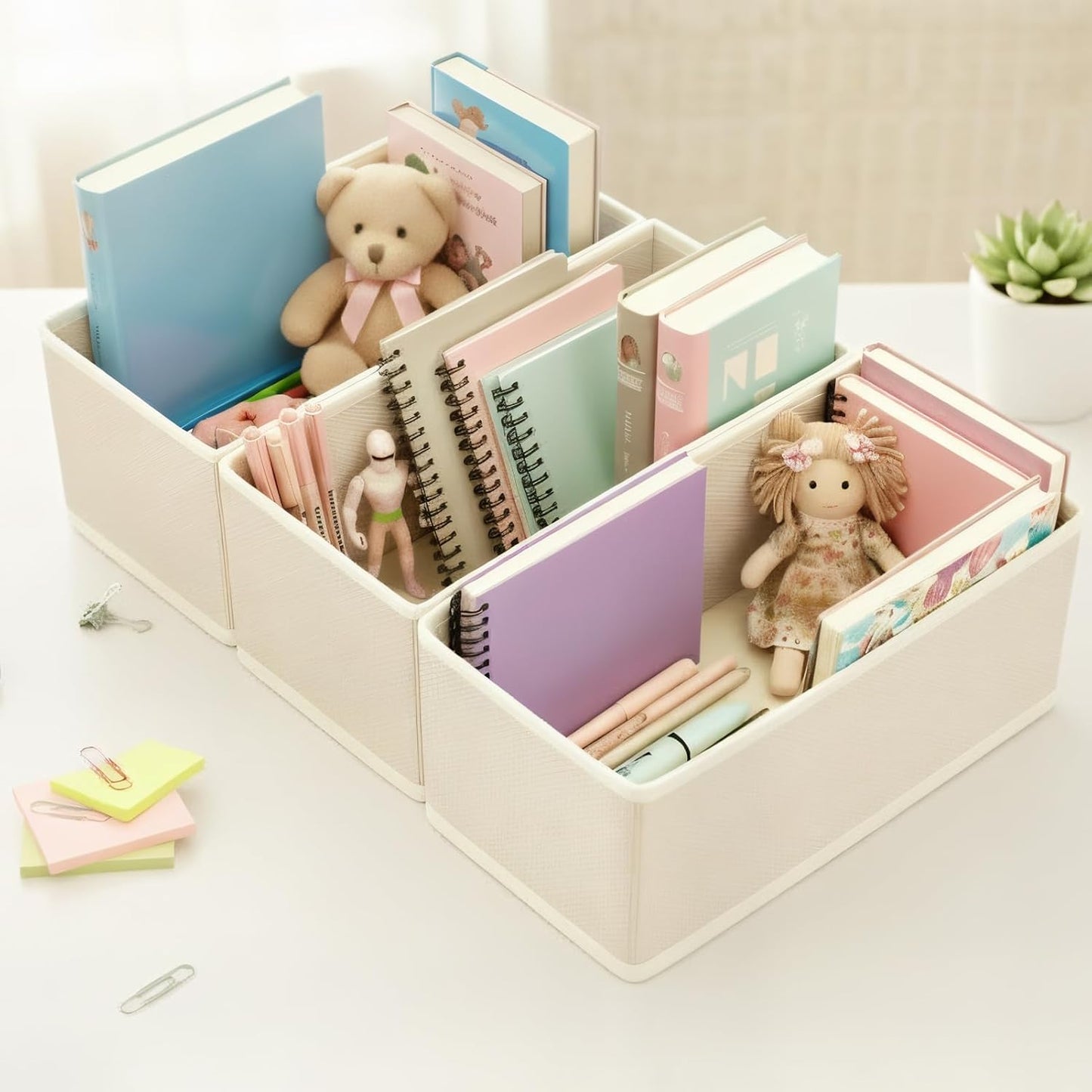 Small Foldable Fabric Drawer Organizer 6 Pack Grey - 11“ Breathable Closet & Dresser Storage Bins for Socks, Underwear, Bras & Baby Clothes