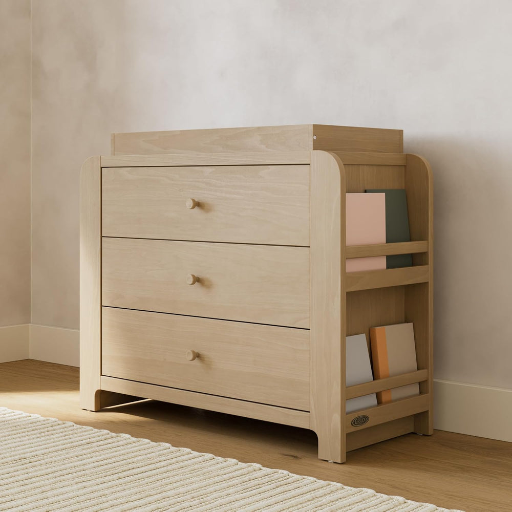 Graco Read-with-Me 3 Drawer Chest with Removable Changing Topper, Driftwood