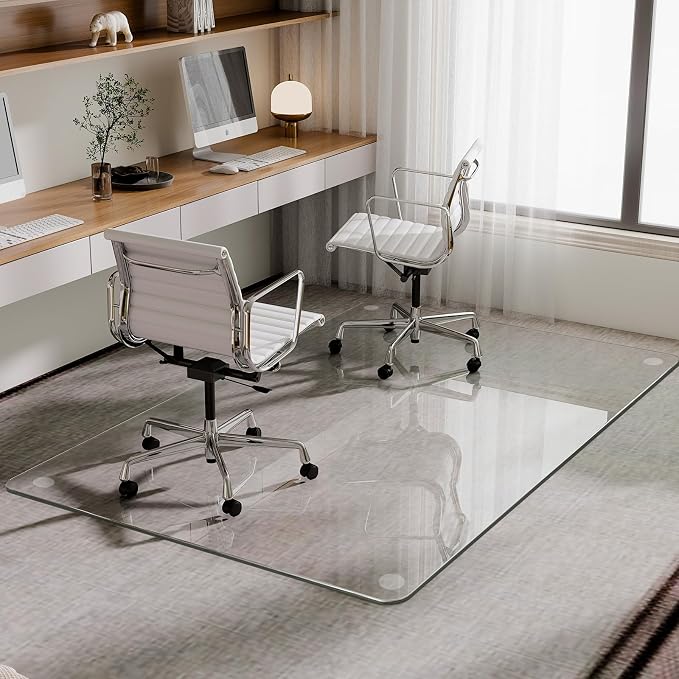 GLSLAND 36"x55" Tempered Glass Chair Mat Rectangle Heavy-Duty Floor Protector - Image 9